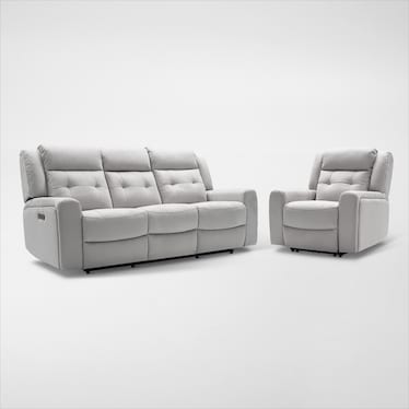 Damen Dual-Power Reclining Sofa and Recliner Set