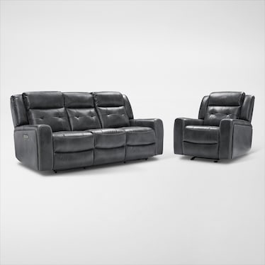 Damen Dual-Power Reclining Sofa and Recliner Set