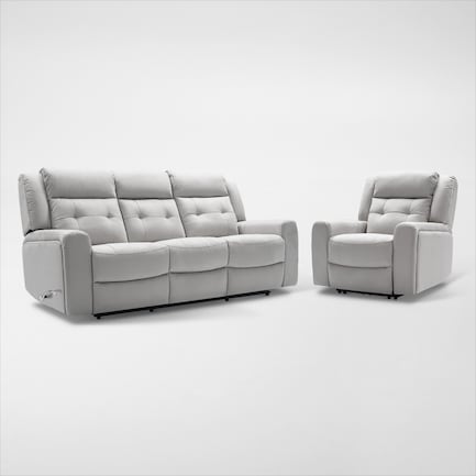 Damen Manual Reclining Gliding Sofa and Recliner - Light Gray