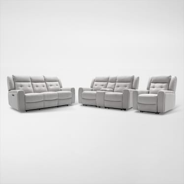 Damen Dual-Power Reclining Sofa, Loveseat, and Recliner Set