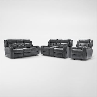 Damen Manual Reclining Gliding Sofa, Loveseat, and Recliner Set