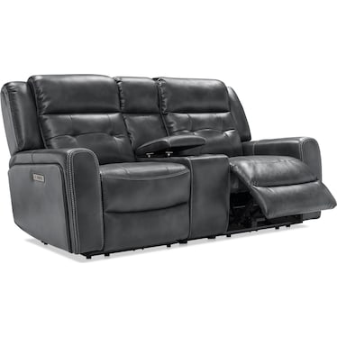Damen 3-Piece Dual-Power Reclining Loveseat with Console - Charcoal