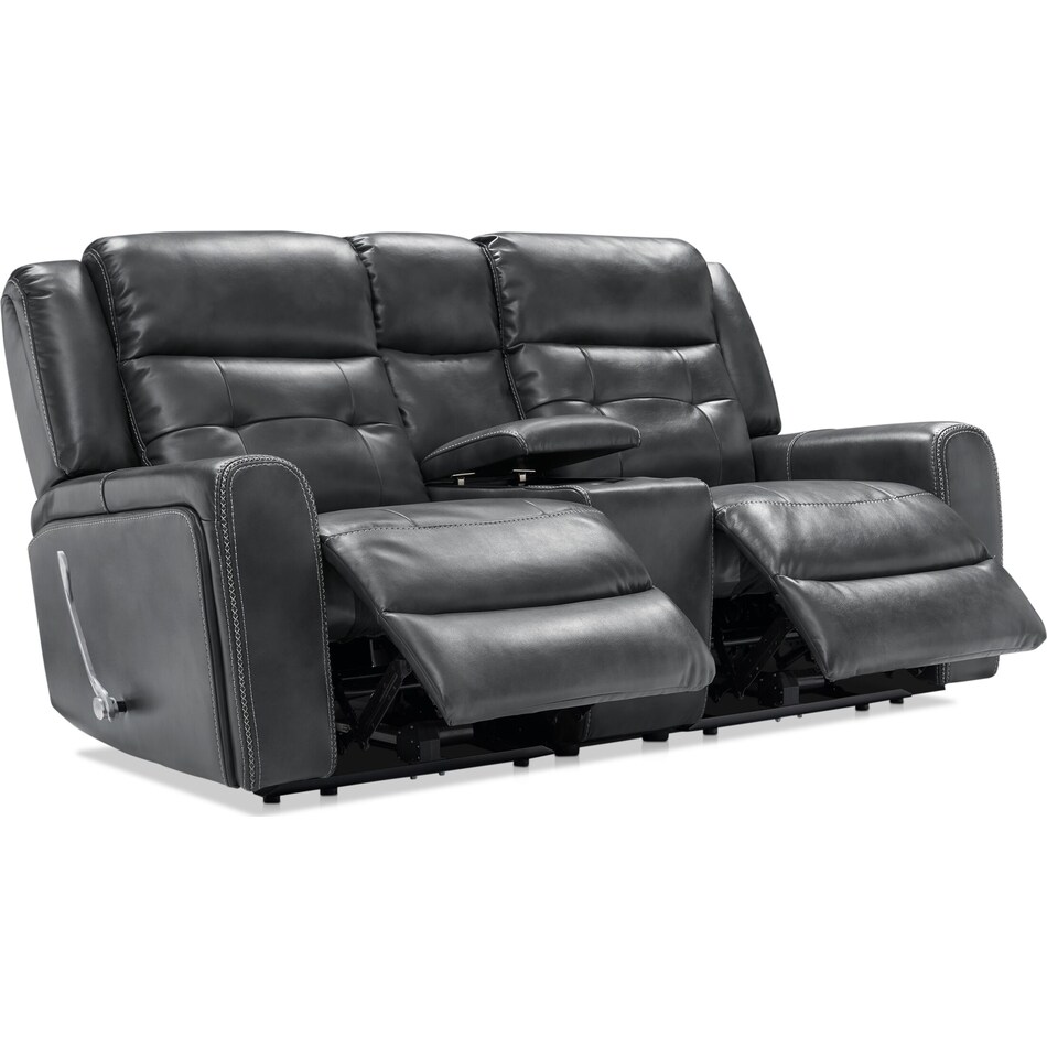 damen gray manual reclining loveseat   