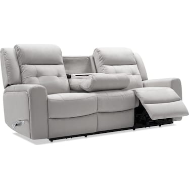 Damen Manual Reclining Gliding Sofa with Drop-down Table - Light Gray