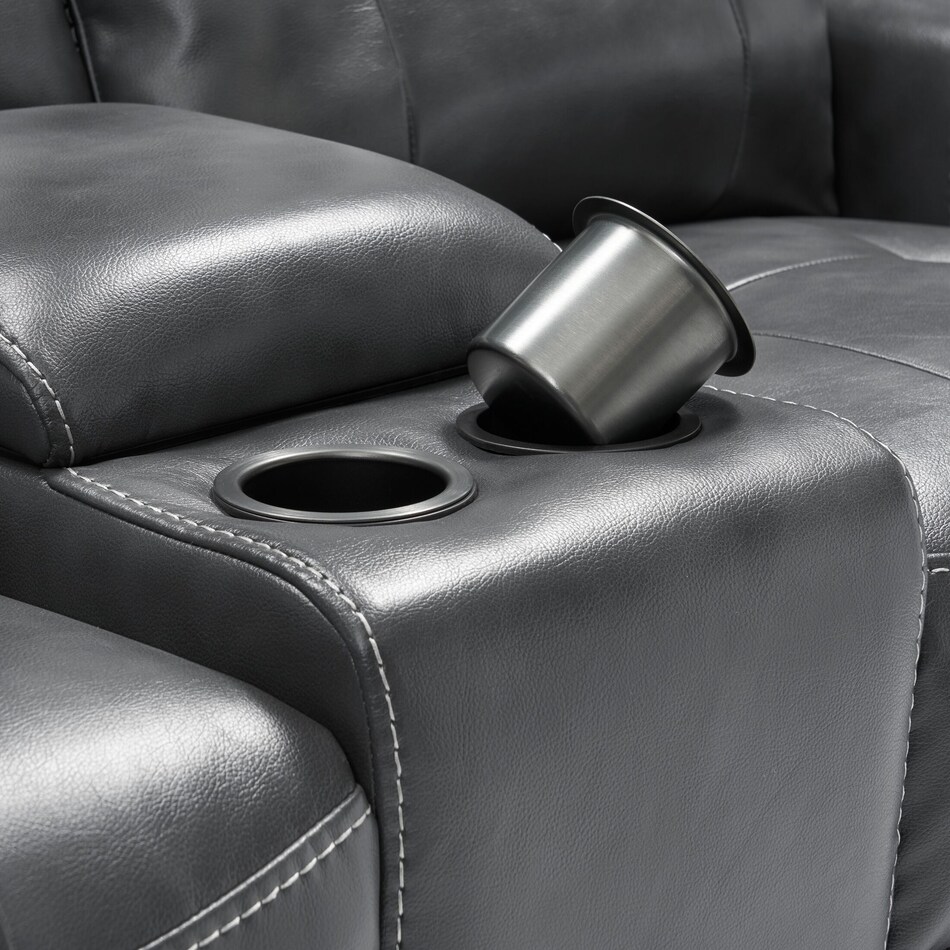 damen gray power reclining loveseat   