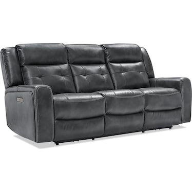 Damen Dual-Power Reclining Sofa with Drop-down Table - Charcoal