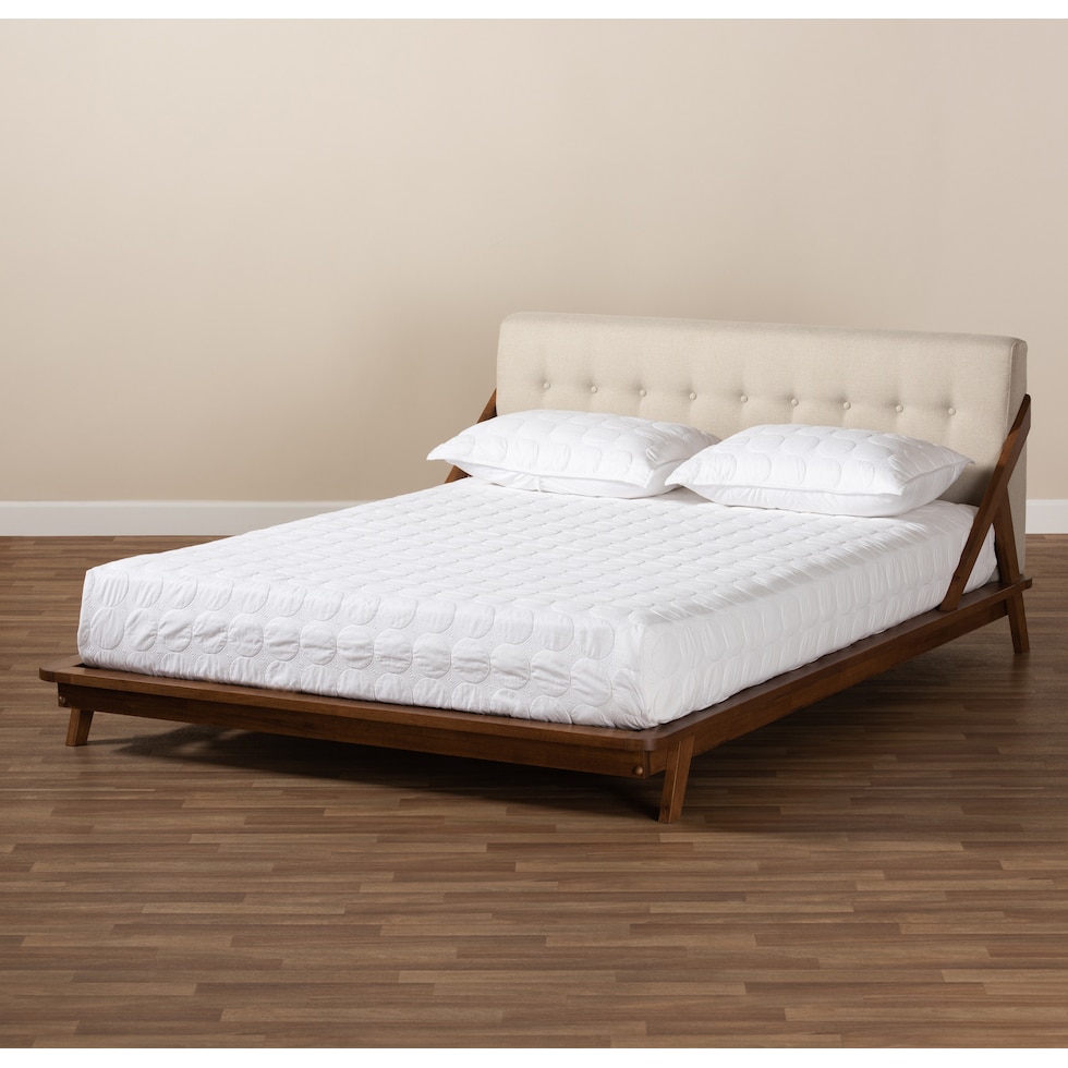 damini beige walnut full bed   