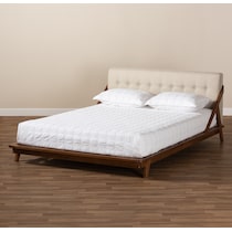 damini beige walnut queen bed   