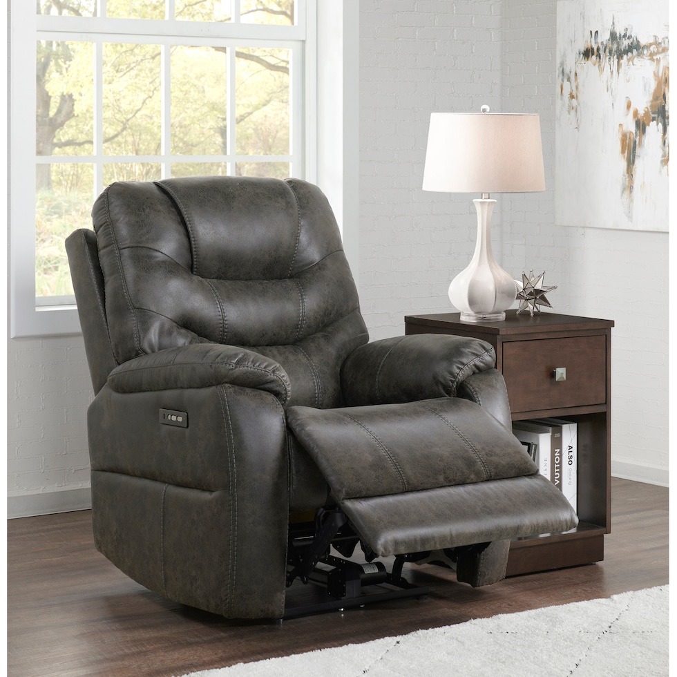 daniels dark brown power recliner   