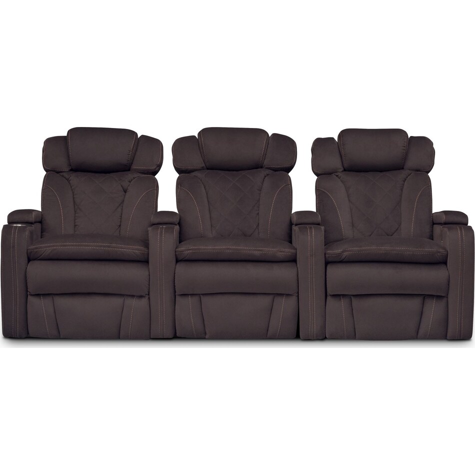 dark brown  pc power reclining home theater sectional   