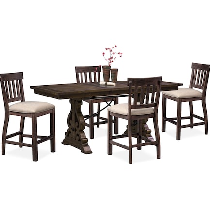 Charthouse Counter-Height Extendable Dining Table and 4 Stools - Charcoal