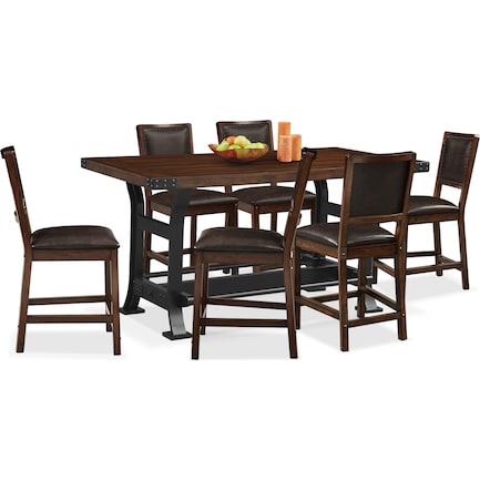 Newcastle Counter-Height Dining Table and 6 Dining Chairs - Mahogany