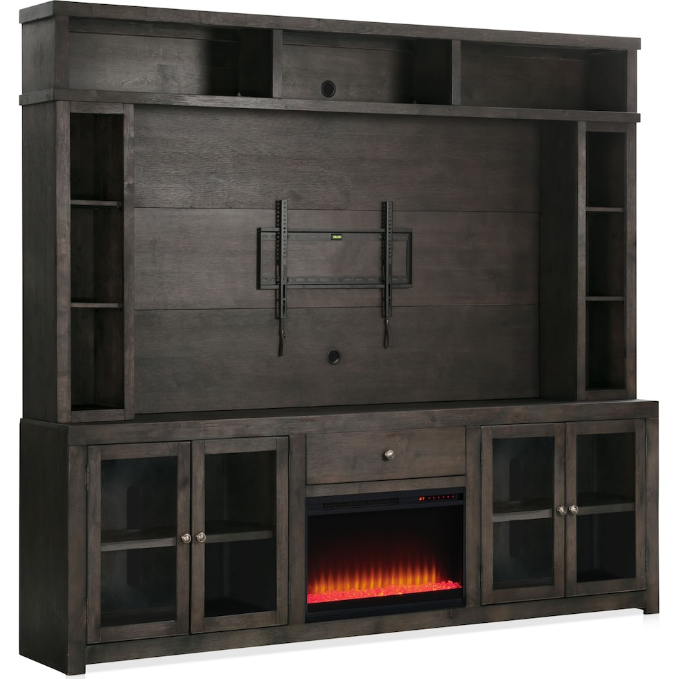 dark brown entertainment wall unit   