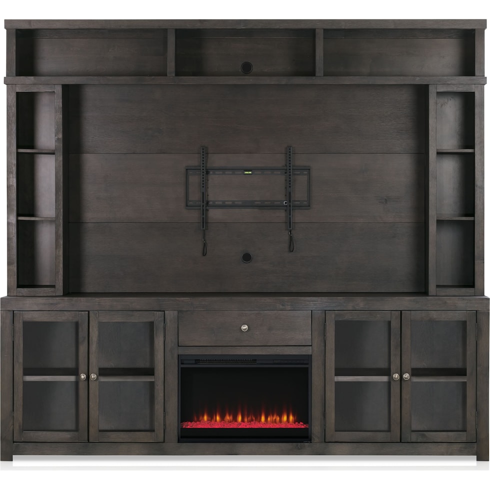 dark brown entertainment wall unit   