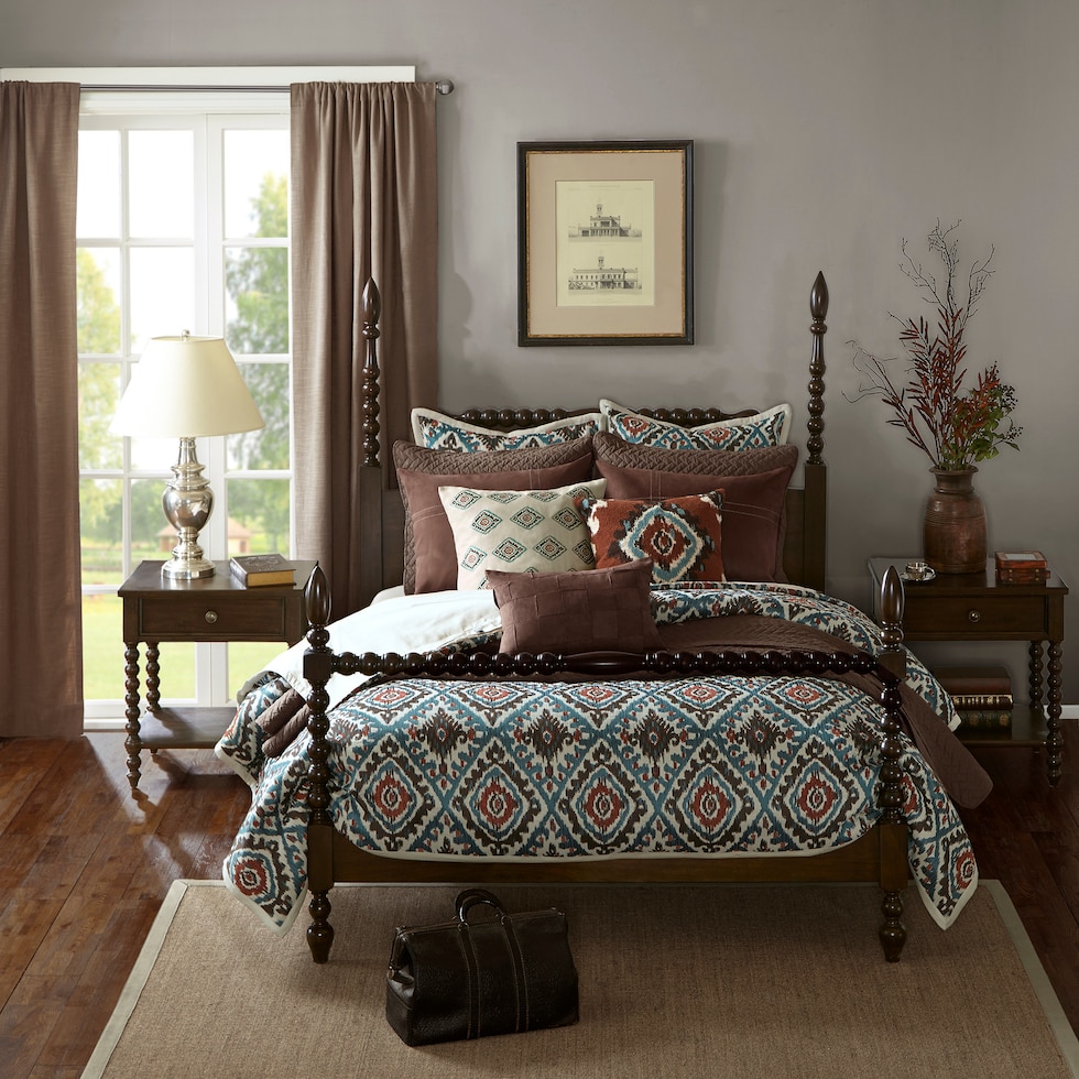 dark brown queen bed   