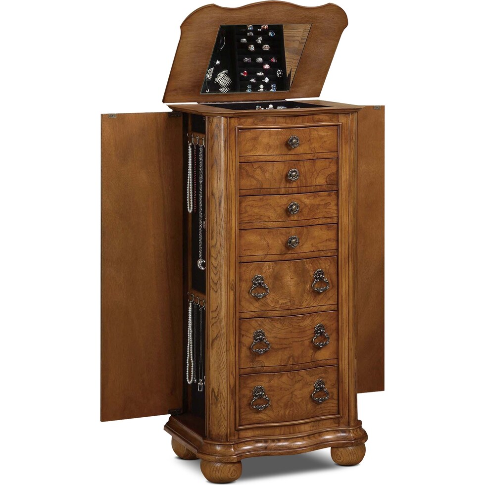 darla light brown jewelry armoire   