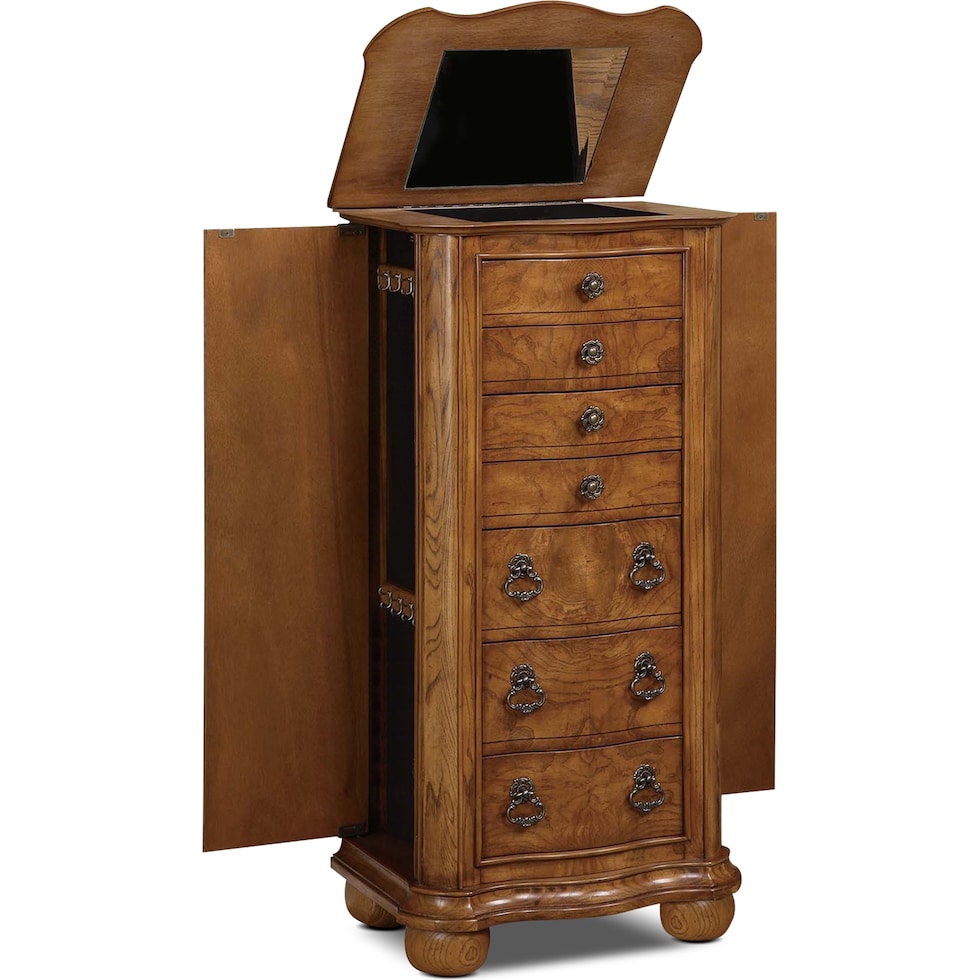darla light brown jewelry armoire   