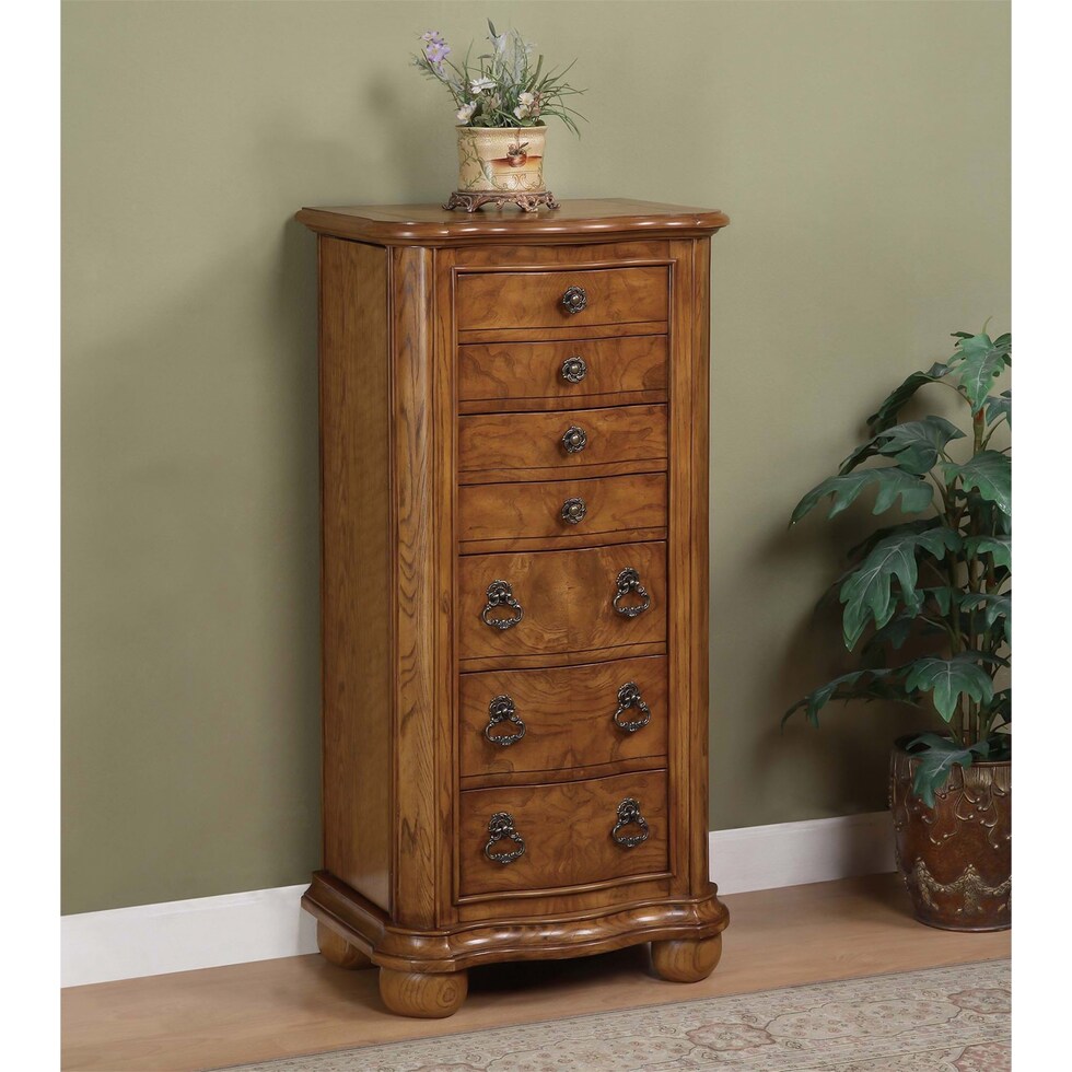 darla light brown jewelry armoire   