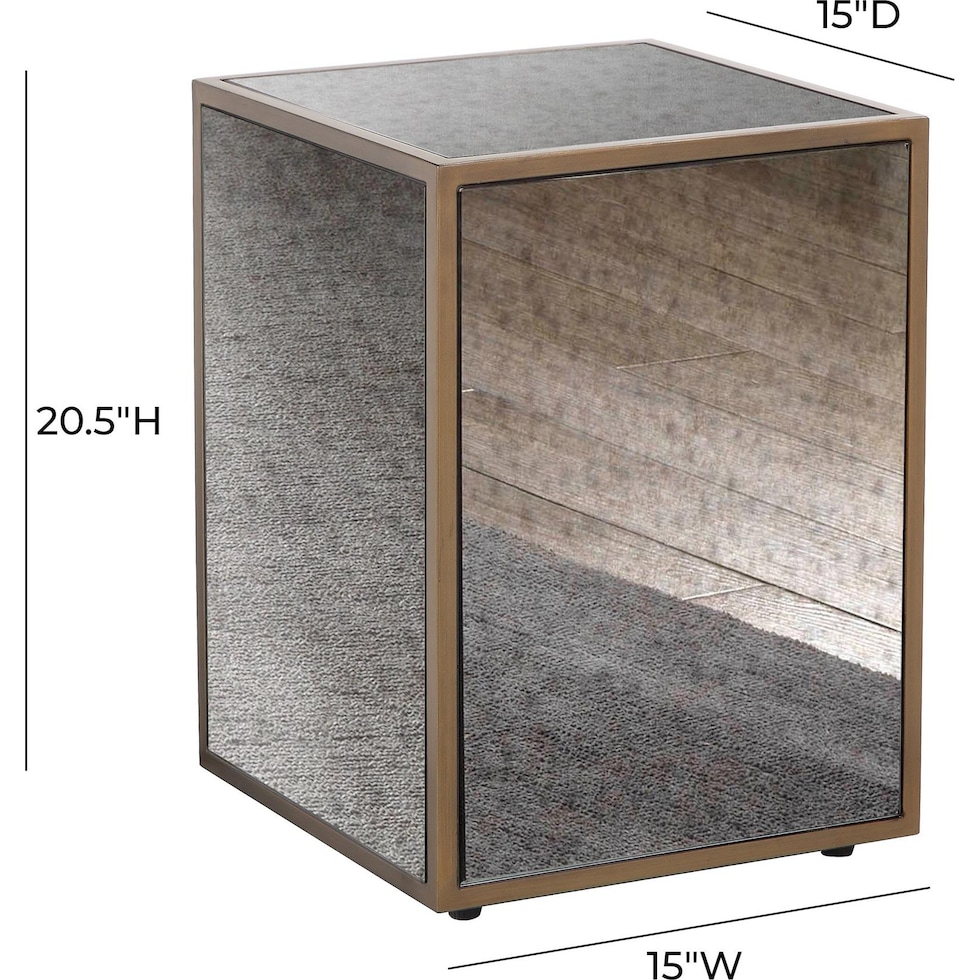 darren antique mirror end table   