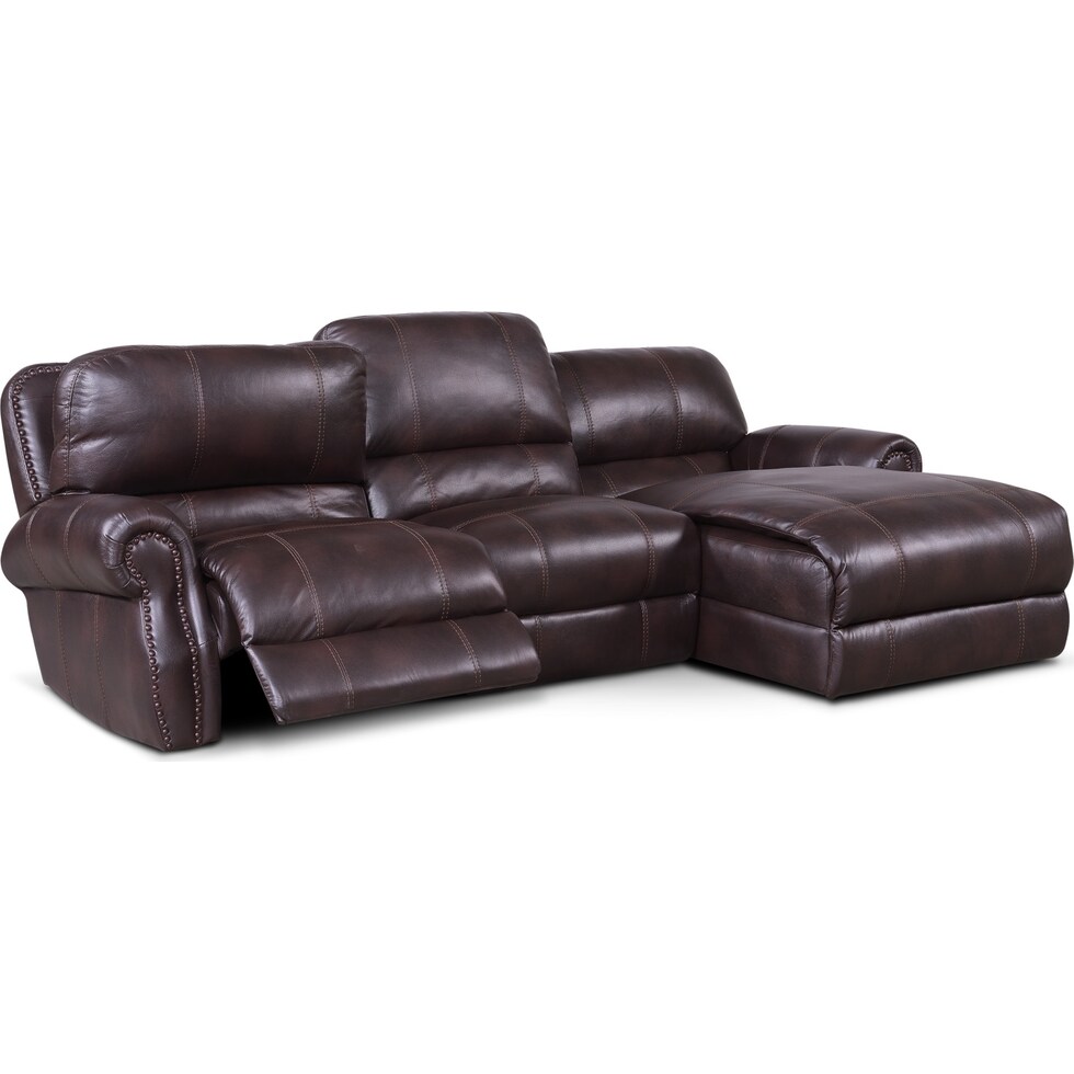 dartmouth burgundy dark brown  pc power reclining sectional   