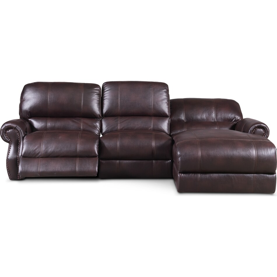 dartmouth burgundy dark brown  pc power reclining sectional   