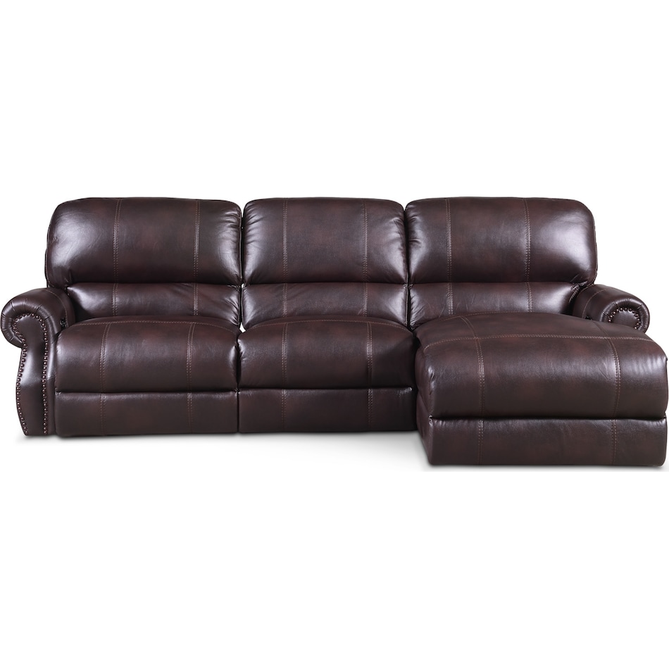 dartmouth burgundy dark brown  pc power reclining sectional   