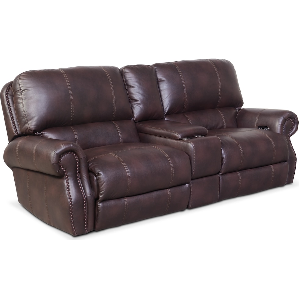 dartmouth burgundy dark brown  pc power reclining sofa   