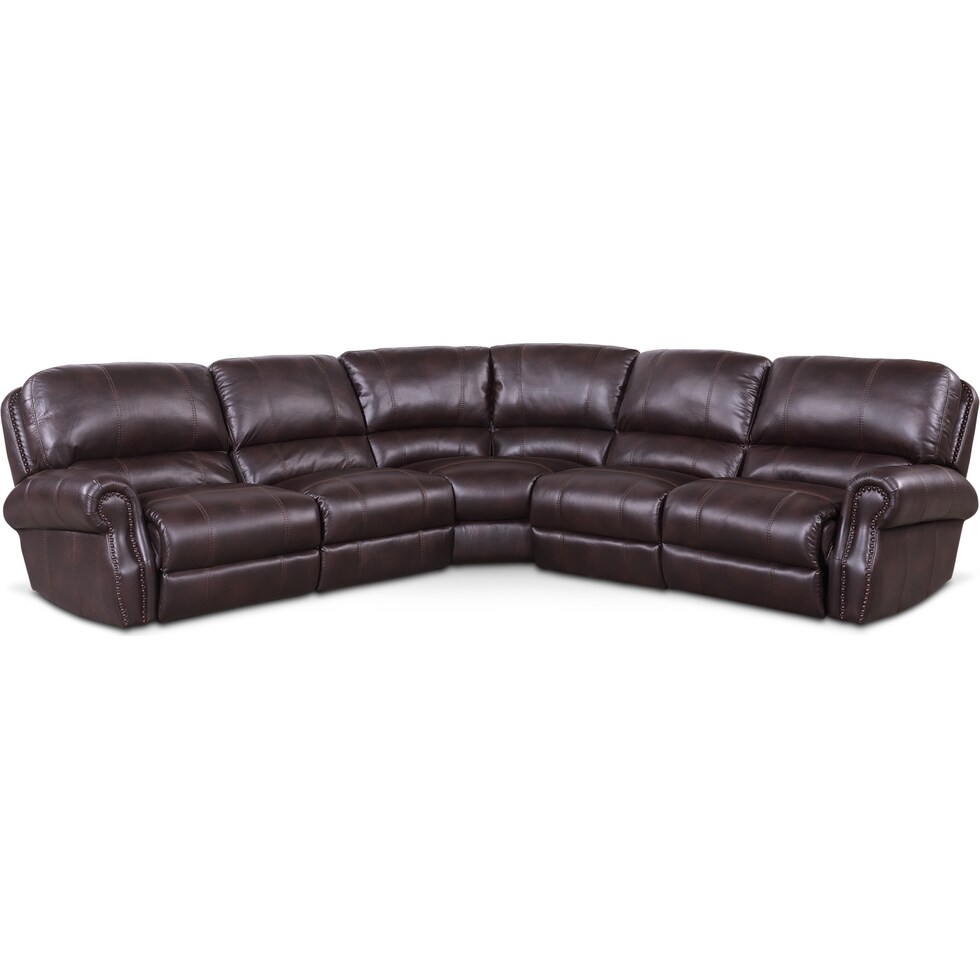 dartmouth burgundy dark brown  pc power reclining sectional   