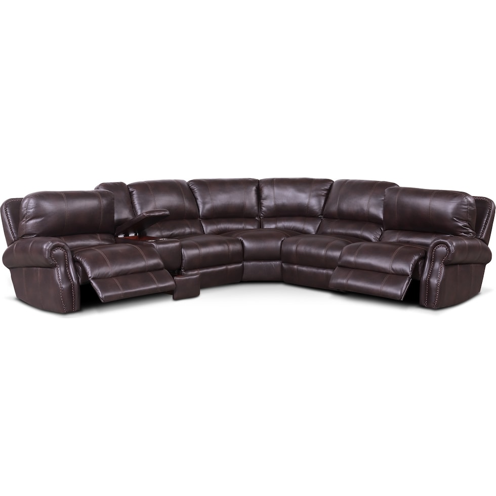 dartmouth burgundy dark brown  pc power reclining sectional   