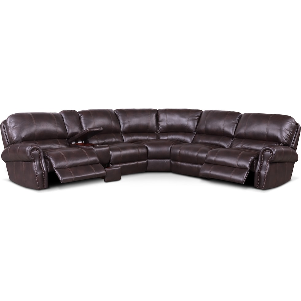 dartmouth burgundy dark brown  pc power reclining sectional   