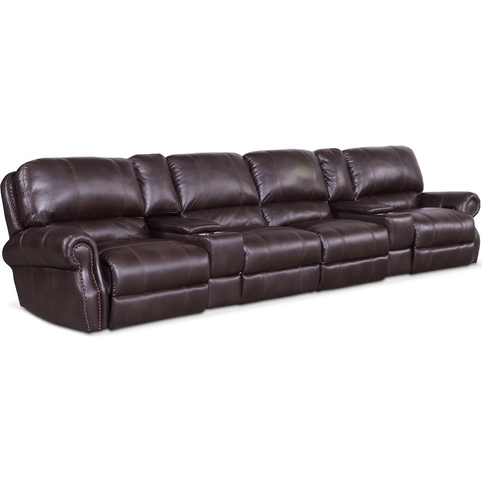 dartmouth burgundy dark brown power home theater sectional   