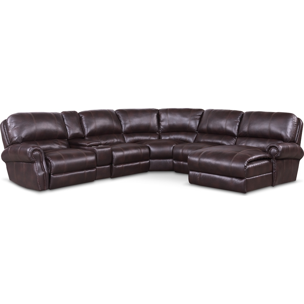 dartmouth burgundy dark brown power reclining sectional   