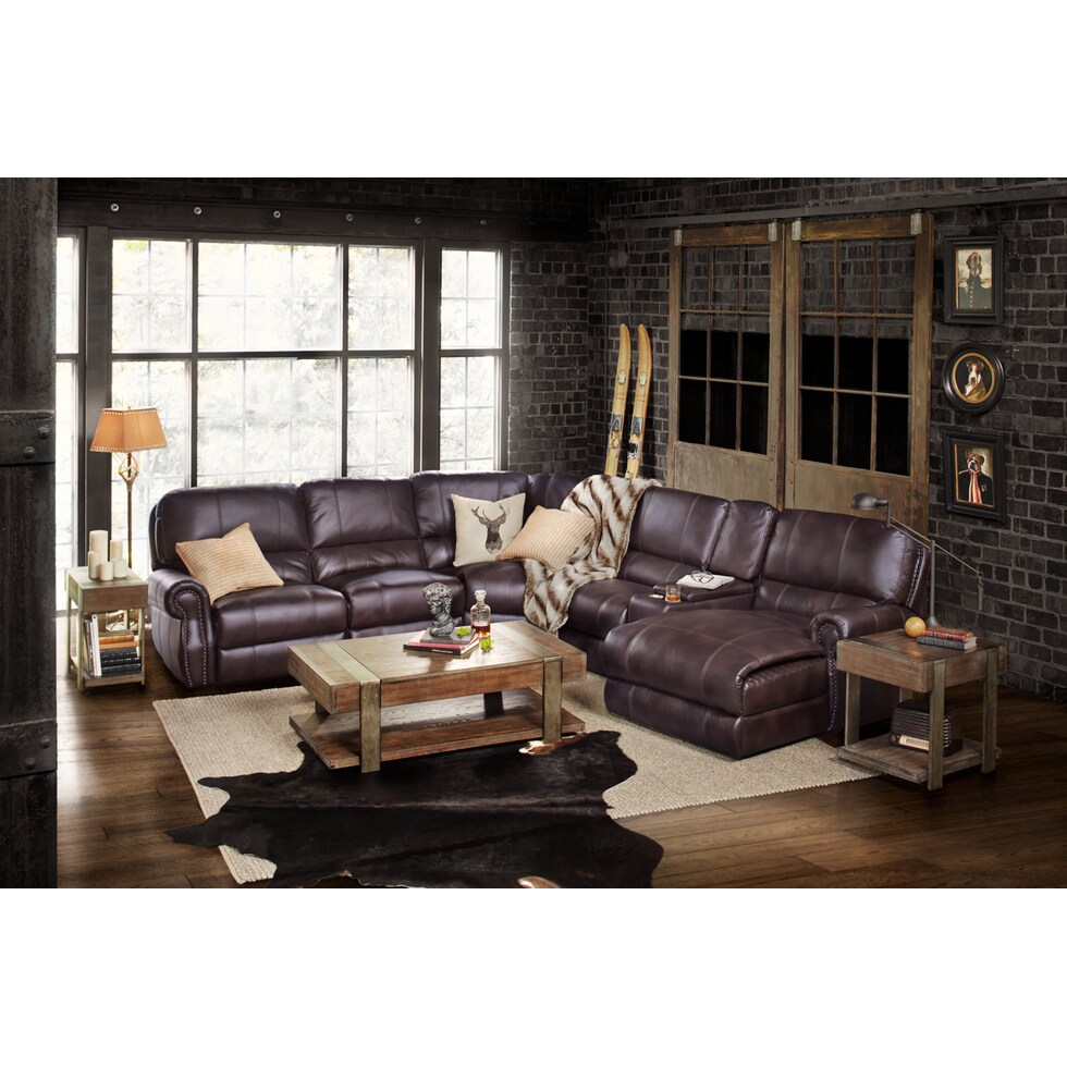 dartmouth burgundy dark brown power reclining sectional   