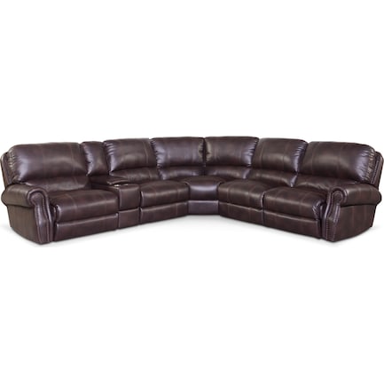 Dartmouth 6-Piece Dual-Power Reclining Sectional with 3 Reclining Seats - Burgundy