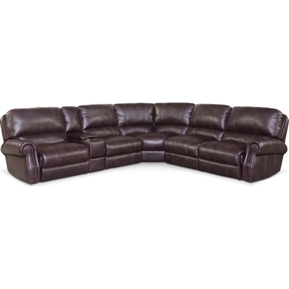 dartmouth burgundy dark brown power reclining sectional   