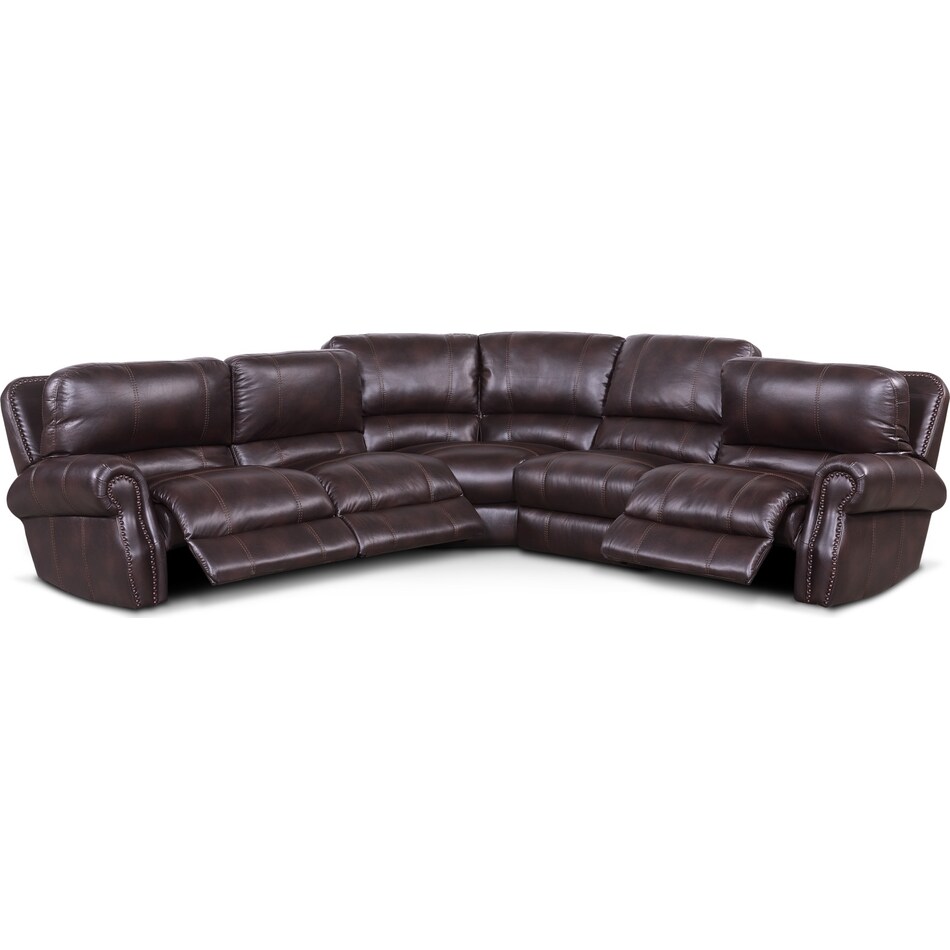 dartmouth burgundy dark brown power reclining sectional   