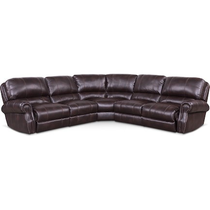 Dartmouth 5-Piece Dual-Power Reclining Sectional with 3 Reclining Seats - Burgundy