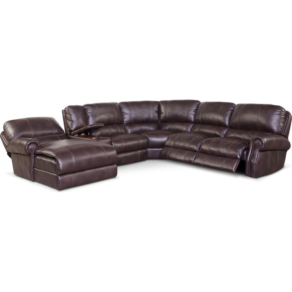 dartmouth burgundy dark brown power reclining sectional   