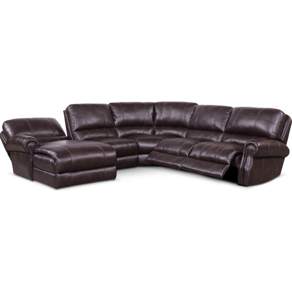 dartmouth burgundy dark brown power reclining sectional   