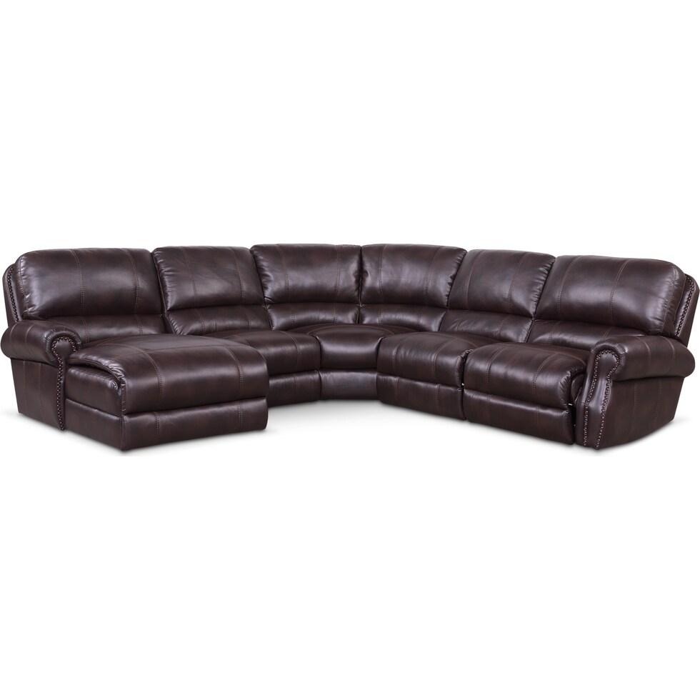 dartmouth burgundy dark brown power reclining sectional   