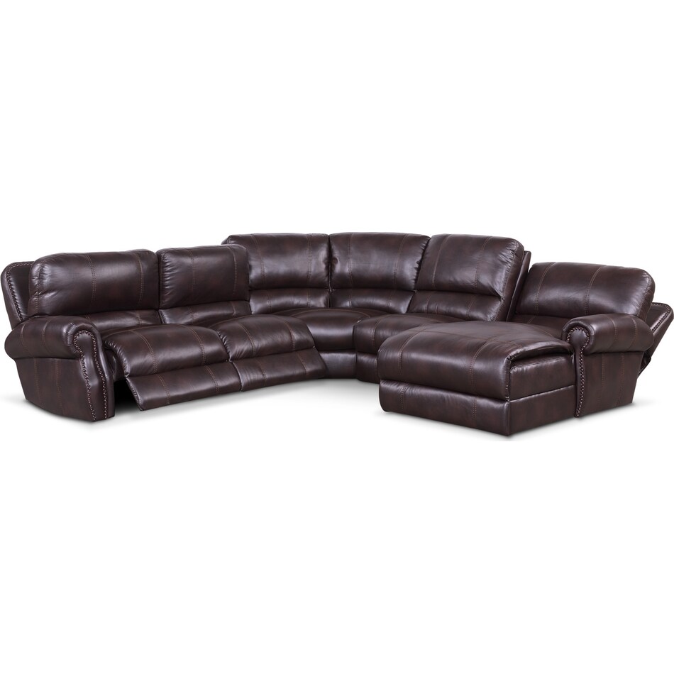 dartmouth burgundy dark brown power reclining sectional   