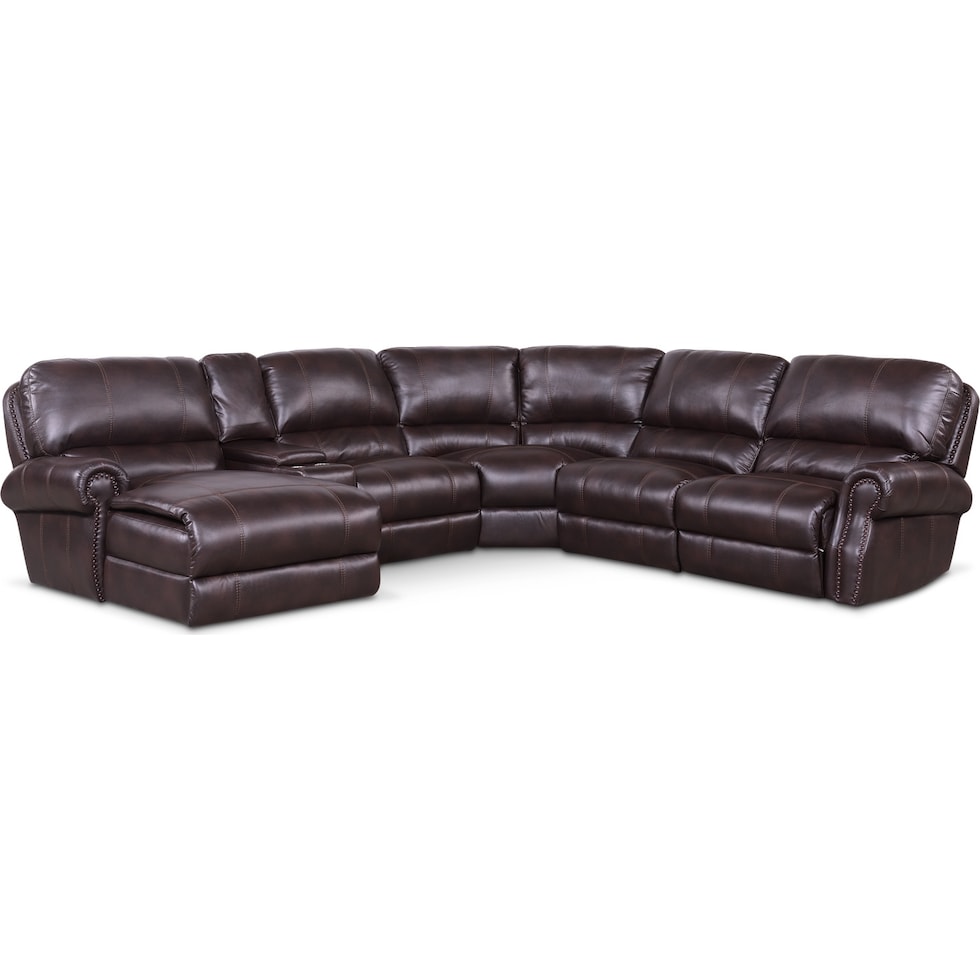 dartmouth burgundy dark brown power reclining sectional   