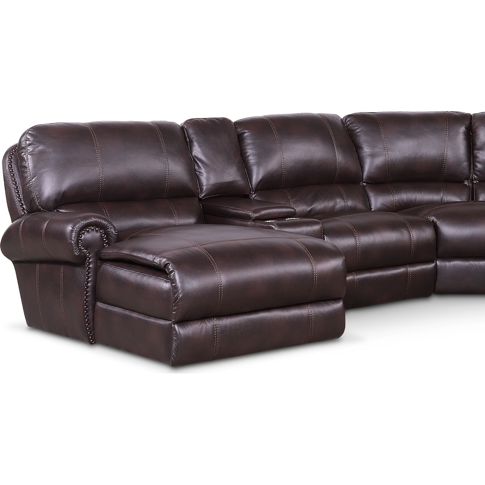 dartmouth burgundy dark brown power reclining sectional   