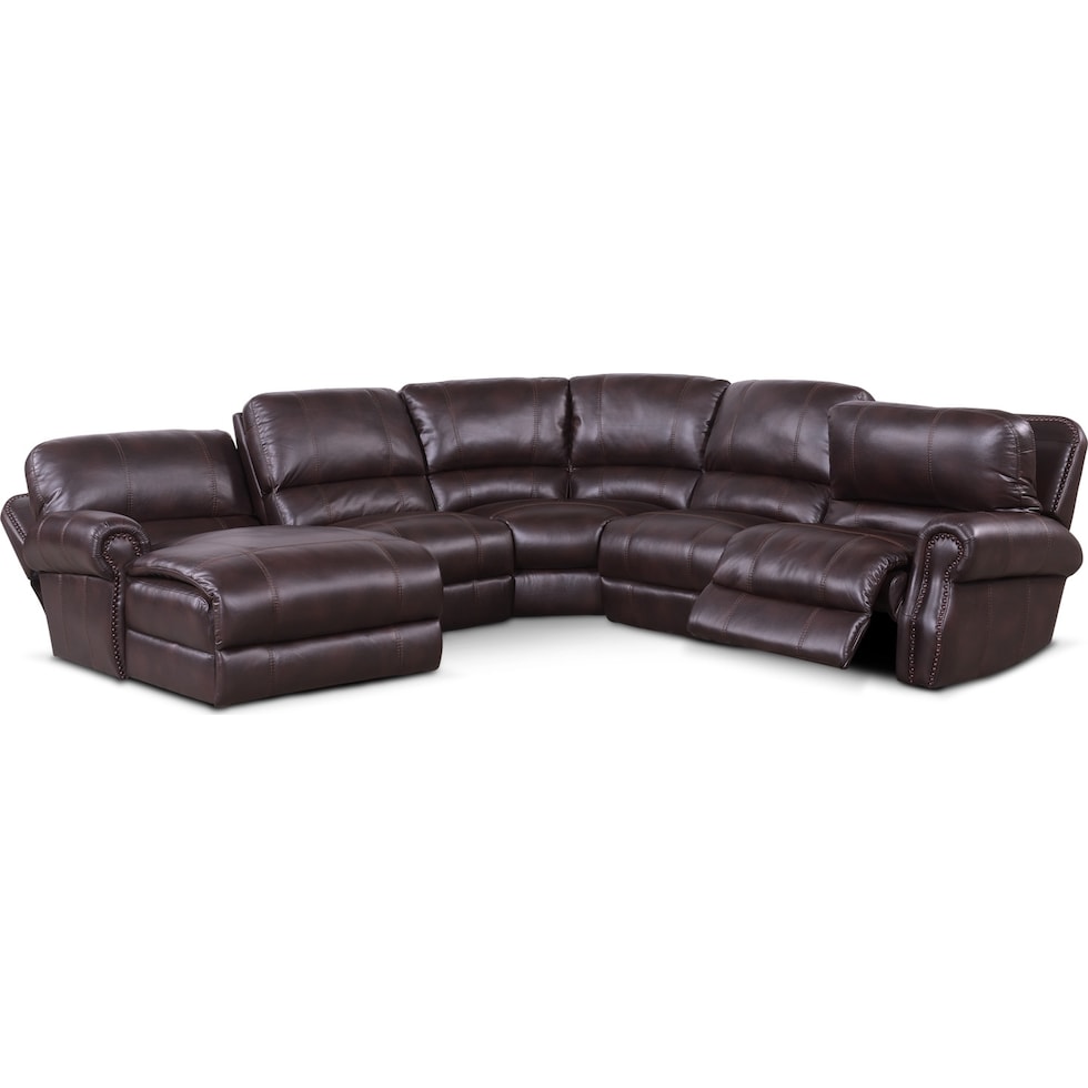 dartmouth burgundy dark brown power reclining sectional   