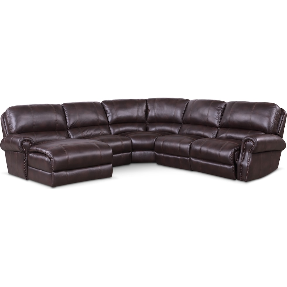 dartmouth burgundy dark brown power reclining sectional   