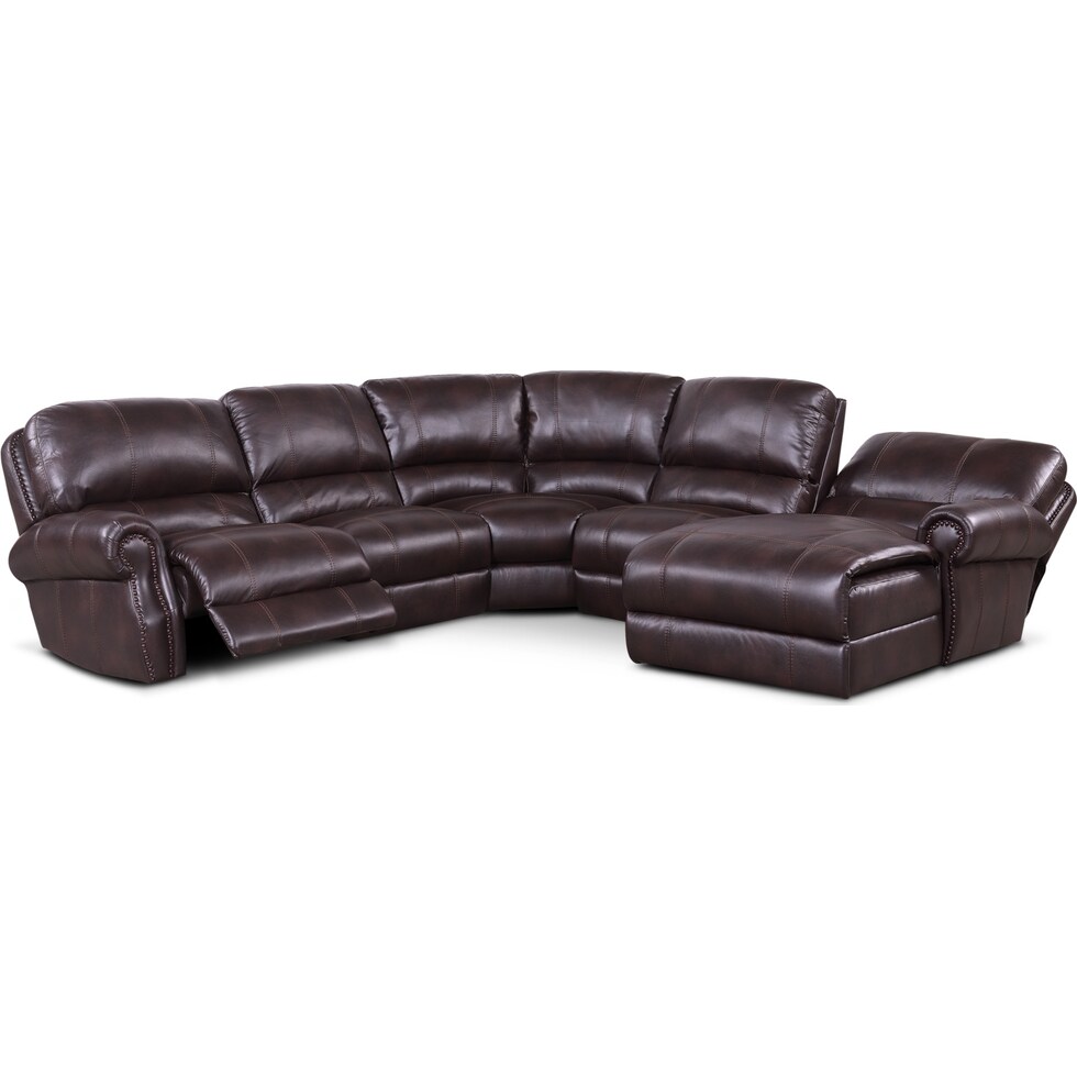 dartmouth burgundy dark brown power reclining sectional   