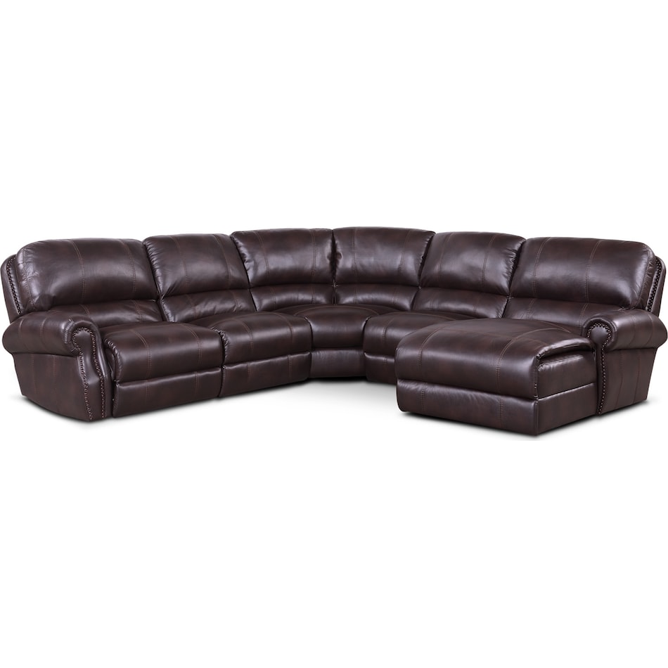 dartmouth burgundy dark brown power reclining sectional   