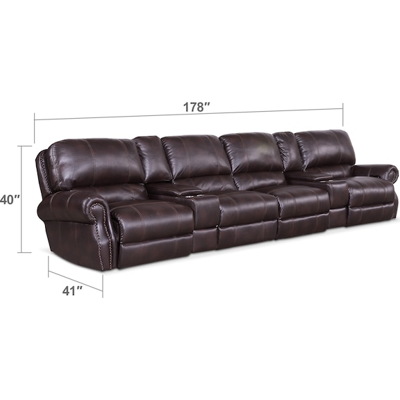 Living Room Furniture - Dartmouth 6-Piece Dual-Power Reclining Sectional with 4 Reclining Seats