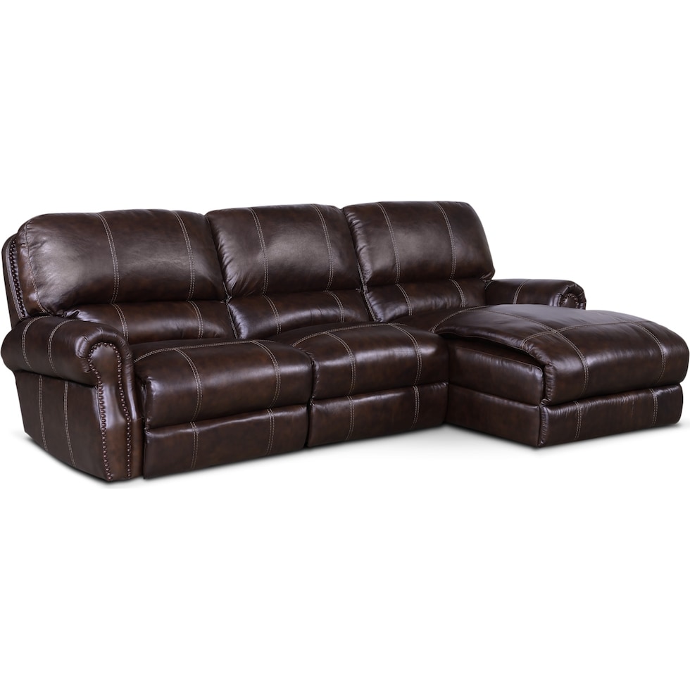 dartmouth chocolate dark brown  pc power reclining sectional   