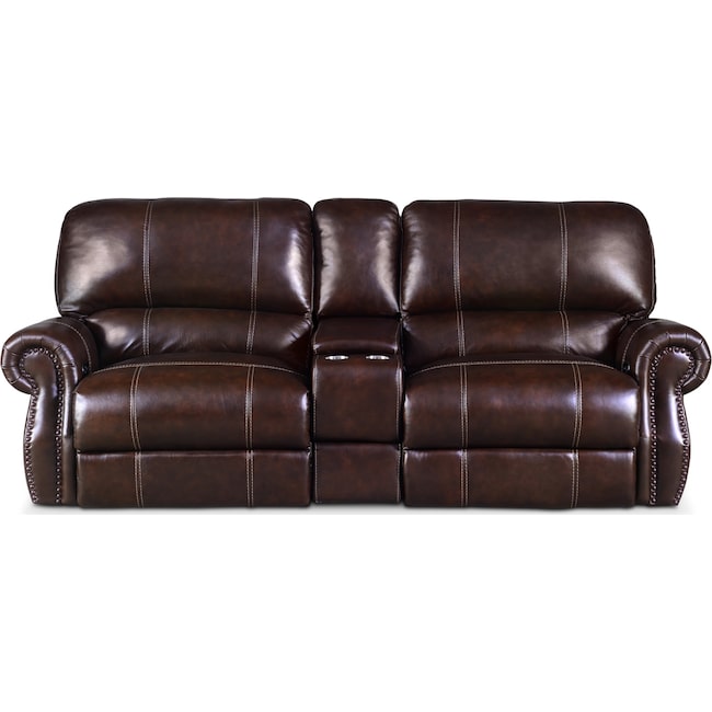 Living Room Furniture - Dartmouth 3-Piece Dual-Power Reclining Sofa with Console